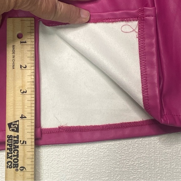 Bratz Coquette Mini Skirt L Barbie Pink Edgy 7” Slit High Waist Zipper Pleather - Picture 8 of 9
